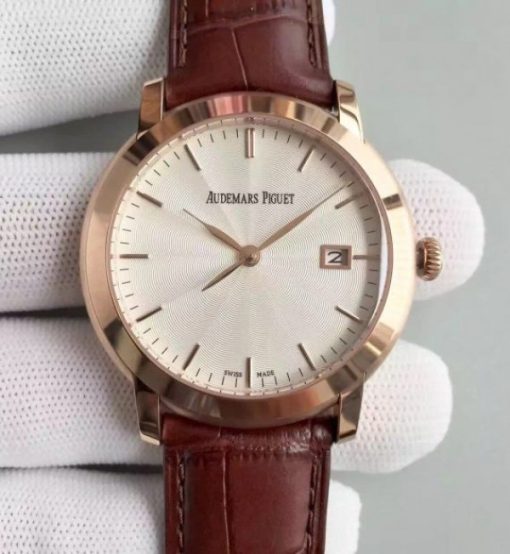 Replica Audemars Piguet Jules Audemars 15170 RG White Dial Leather Strap A3120