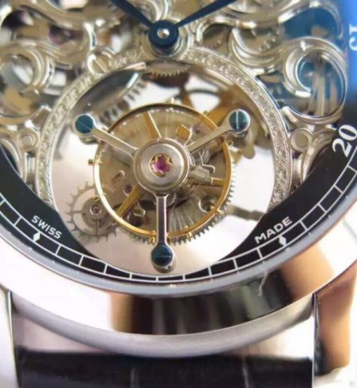 Replica Audemars Piguet Jules Audemars Skeleton Tourbillon SS Black Dial Leather Strap - Image 3