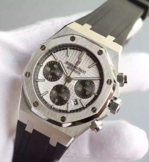 Replica Audemars Piguet Royal Oak Chronograph SS White Dial Rubber Strap A7750 - Image 2