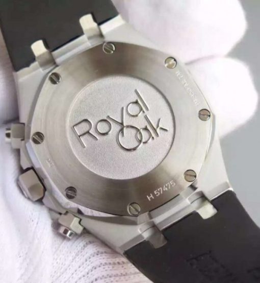 Replica Audemars Piguet Royal Oak Chronograph SS White Dial Rubber Strap A7750 - Image 5