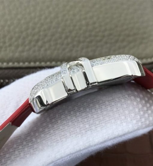 Replica Cartier High Jewelry Watches WJ306014 White Dial Red Fabric Strap - Image 4