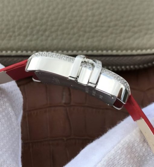 Replica Cartier High Jewelry Watches WJ306014 White Dial Red Fabric Strap - Image 5