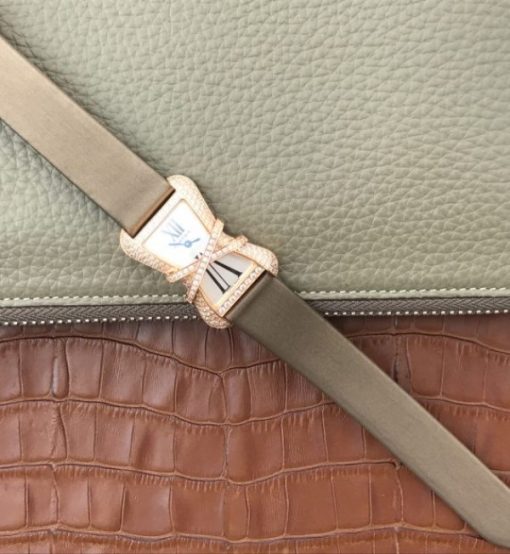 Replica Cartier High Jewelry Watches RG WJ306014 White Dial Brown Fabric Strap - Image 8