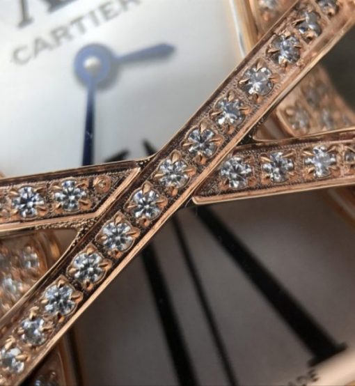 Replica Cartier High Jewelry Watches RG WJ306014 White Dial Brown Fabric Strap - Image 12
