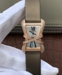 Replica Cartier High Jewelry Watches RG WJ306014 White Dial Brown Fabric Strap