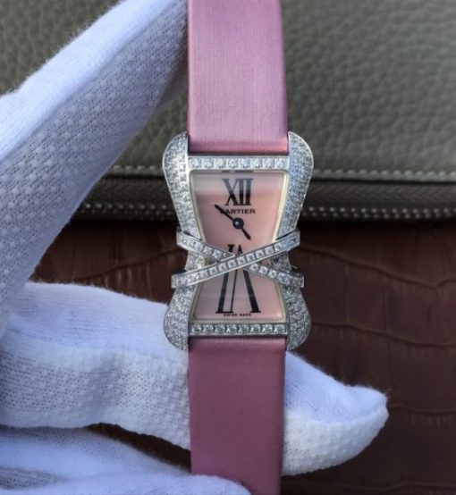 Replica Cartier High Jewelry Watches WJ306014 Pink Dial Pink Fabric Strap
