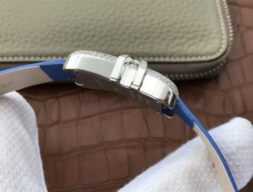 Replica Cartier High Jewelry Watches WJ306014 Blue Dial Blue Fabric Strap - Image 4