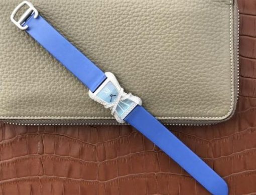 Replica Cartier High Jewelry Watches WJ306014 Blue Dial Blue Fabric Strap - Image 7