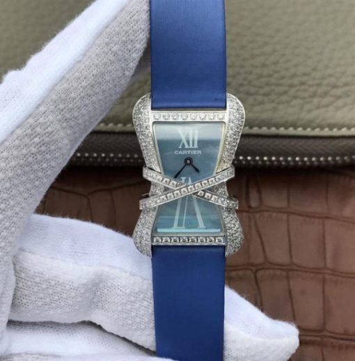 Replica Cartier High Jewelry Watches WJ306014 Blue Dial Blue Fabric Strap