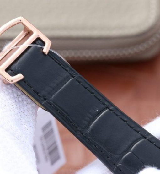 Replica Cartier Tank MC RG Gray Textured Dial Diamonds Bezel Leather Strap - Image 7