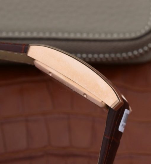 Replica Cartier Tank MC RG White Textured Dial Brown Leather Strap - Image 4