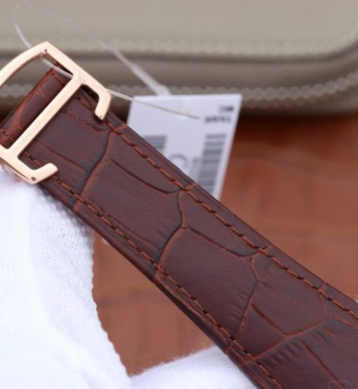 Replica Cartier Tank MC RG White Textured Dial Brown Leather Strap - Image 6