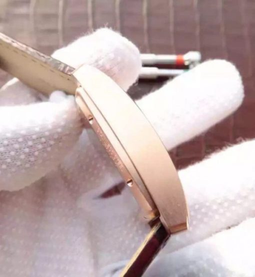 Replica Cartier Tank MC RG Brown Dial RG Mark Brown Leather Strap - Image 5