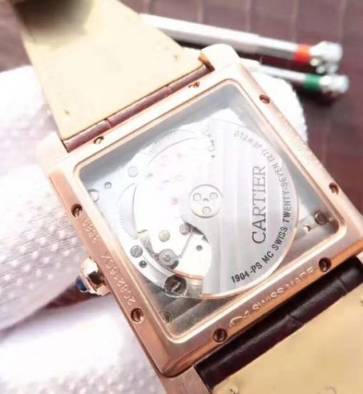 Replica Cartier Tank MC RG Brown Dial RG Mark Brown Leather Strap - Image 6
