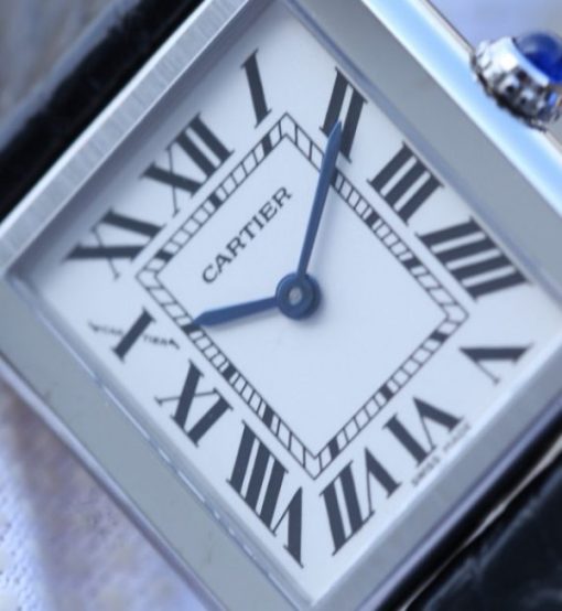 Replica Cartier Tank Solo SS White Dial Black Leather Strap Ronda Quartz - Image 3