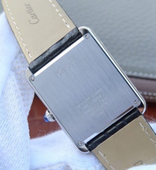Replica Cartier Tank Solo SS White Dial Black Leather Strap Ronda Quartz - Image 17
