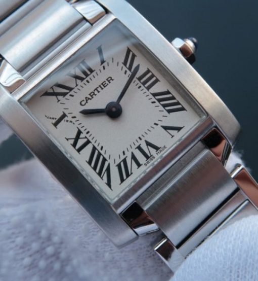 Replica Cartier Tank Francaise Ladies Whtie Dial SS Bracelet Ronda Quartz - Image 2