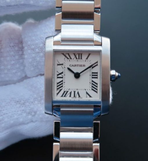 Replica Cartier Tank Francaise Ladies Whtie Dial SS Bracelet Ronda Quartz