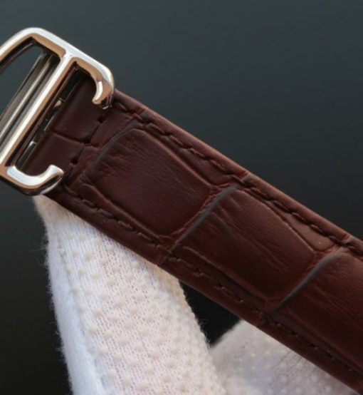 Replica Cartier Santos WH100651 Diamond SS White Dial Leather Strap A9015 - Image 7