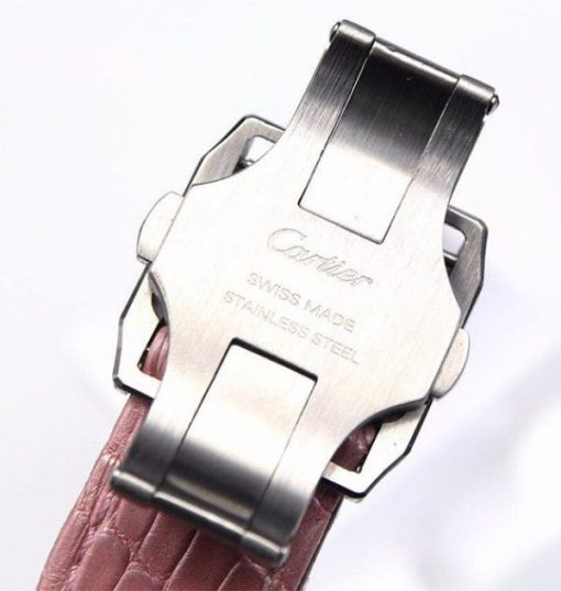 Replica Cartier V6 Santos 100 W20126X8 36mm White Dial Black Leather Strap - Image 3