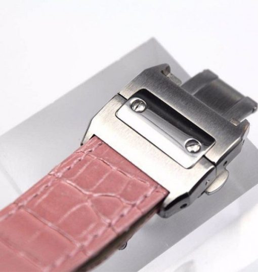 Replica Cartier V6 Santos 100 W20126X8 36mm White Dial Black Leather Strap - Image 8