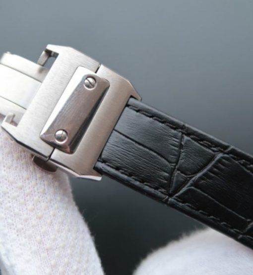 Replica Cartier V6 Santos 100 W20106X8 36mm White Dial Black Leather Strap A2824 - Image 6