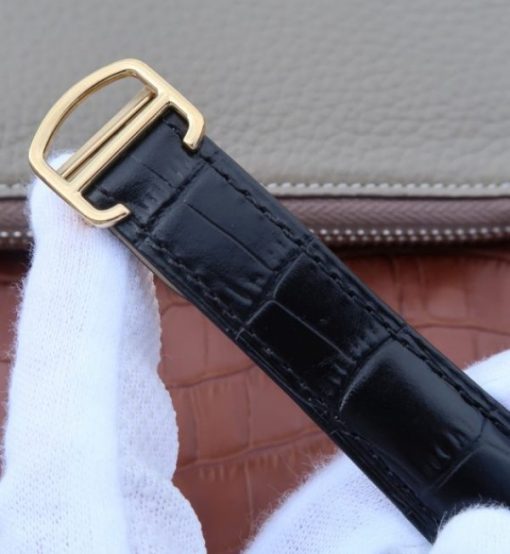 Replica Cartier Ballon Bleu De Cartier Chrono 44mm YG Black Dial Leather Strap A8101 - Image 6