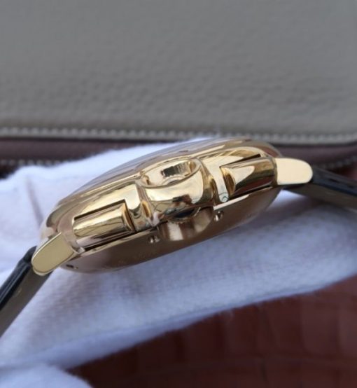 Replica Cartier Ballon Bleu De Cartier Chrono 47mm YG White Dial Leather Strap A8101 - Image 4