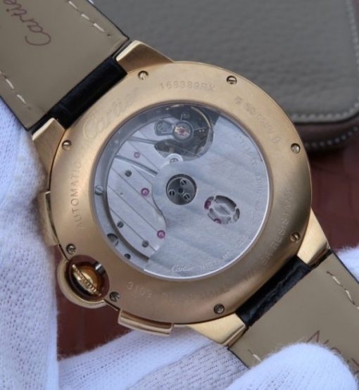 Replica Cartier Ballon Bleu De Cartier Chrono 47mm YG White Dial Leather Strap A8101 - Image 6