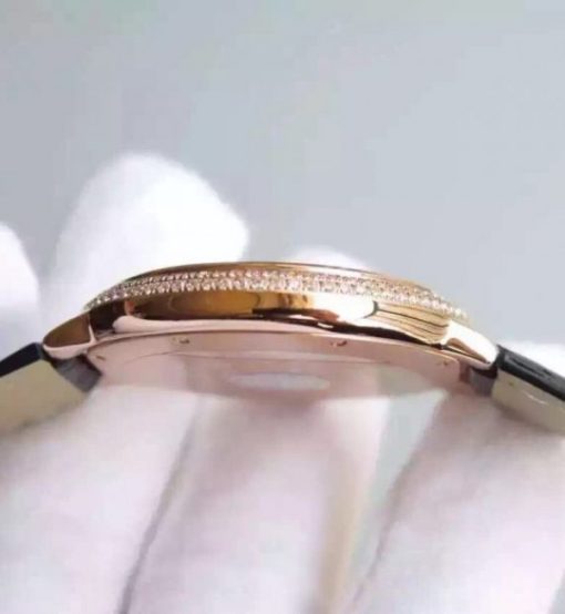 Replica Cartier Ballon Bleu 40mm RG Diamonds Bezel Black Dial Leather Strap MIYOTA9015 - Image 6