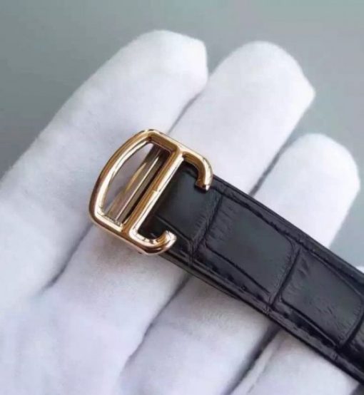 Replica Cartier Ballon Bleu 40mm RG Diamonds Bezel Black Dial Leather Strap MIYOTA9015 - Image 8