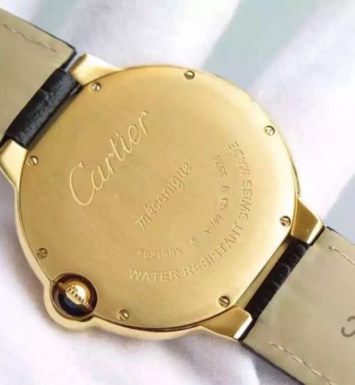 Replica Cartier Ballon Bleu 40mm YG Diamonds Bezel White Dial Leather Strap MIYOTA9015 - Image 7