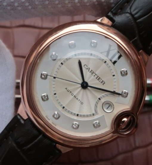Replica Cartier JF Ballon Bleu 42mm RG White Dial Leather Strap MIYOTA9015 - Image 2