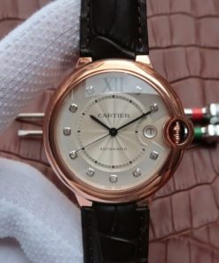 Replica Cartier JF Ballon Bleu 42mm RG White Dial Leather Strap MIYOTA9015