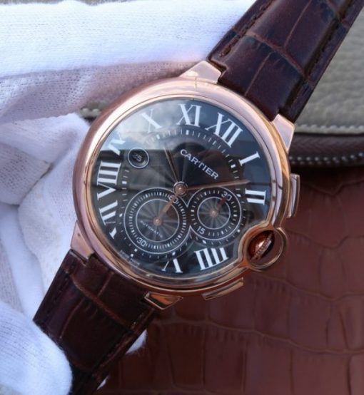 Replica Cartier Ballon Bleu De Cartier Chrono RG Black Dial A8101 - Image 2