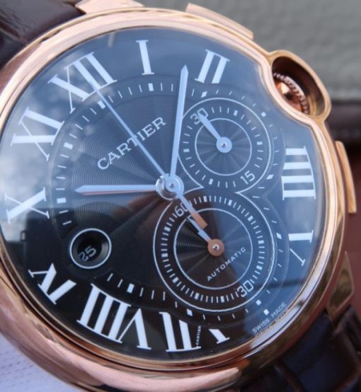 Replica Cartier Ballon Bleu De Cartier Chrono RG Black Dial A8101 - Image 3