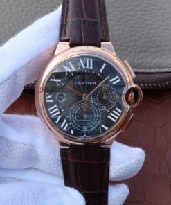 Replica Cartier Ballon Bleu De Cartier Chrono RG Black Dial A8101