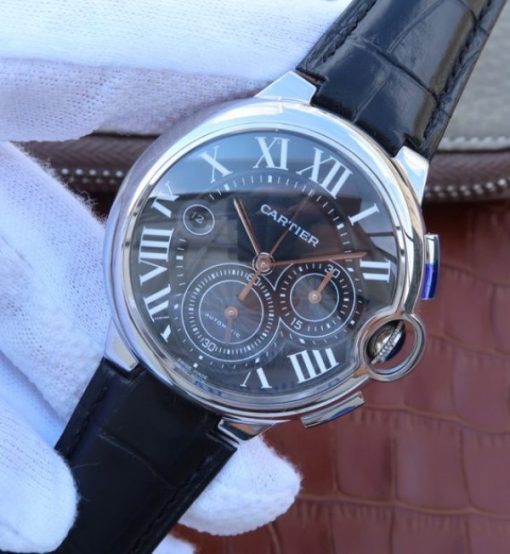 Replica Cartier Ballon Bleu De Cartier Chrono SS Black Dial A8101 - Image 2