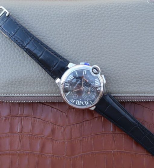 Replica Cartier Ballon Bleu De Cartier Chrono SS Black Dial A8101 - Image 8