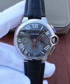 Replica Cartier Ballon Bleu De Cartier Chrono SS Black Dial A8101