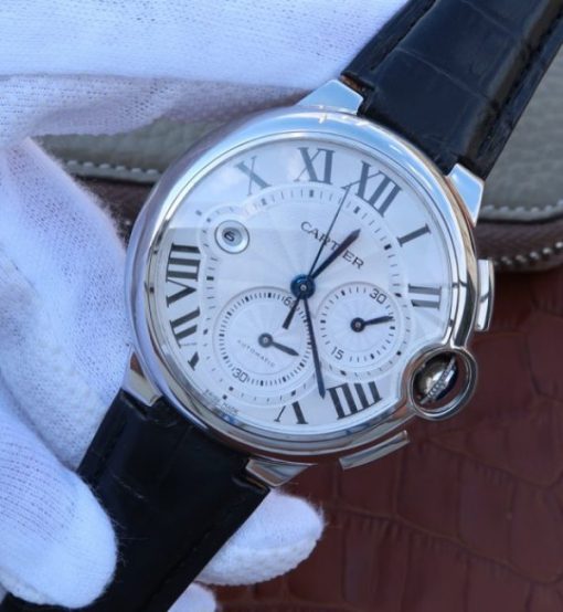 Replica Cartier Ballon Bleu De Cartier Chrono SS White Dial A8101 - Image 2