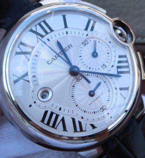 Replica Cartier Ballon Bleu De Cartier Chrono SS White Dial A8101 - Image 3