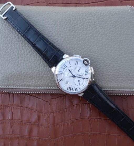 Replica Cartier Ballon Bleu De Cartier Chrono SS White Dial A8101 - Image 8