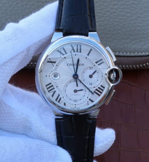 Replica Cartier Ballon Bleu De Cartier Chrono SS White Dial A8101