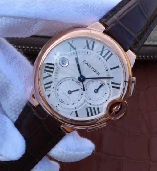Replica Cartier Ballon Bleu De Cartier Chrono RG White Dial A8101 - Image 2