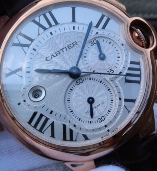 Replica Cartier Ballon Bleu De Cartier Chrono RG White Dial A8101 - Image 3