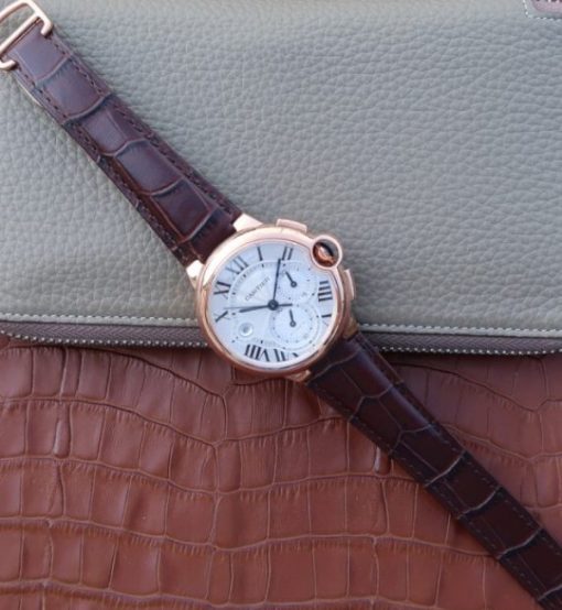 Replica Cartier Ballon Bleu De Cartier Chrono RG White Dial A8101 - Image 8