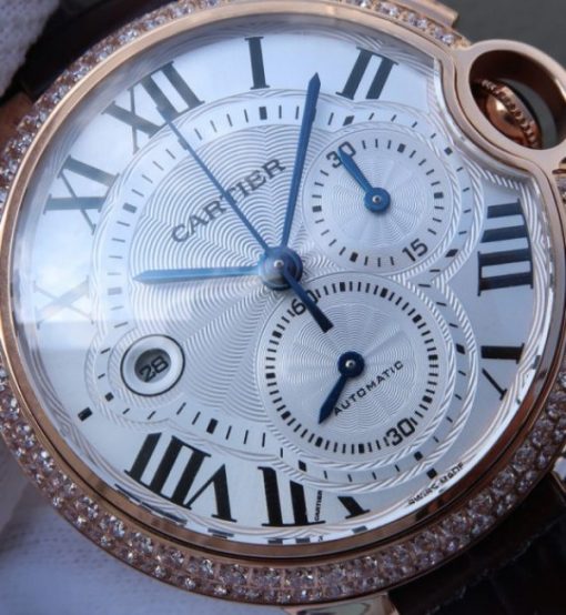 Replica Cartier Ballon Bleu De Cartier Chrono RG White Dial Diamonds Bezel A8101 - Image 3