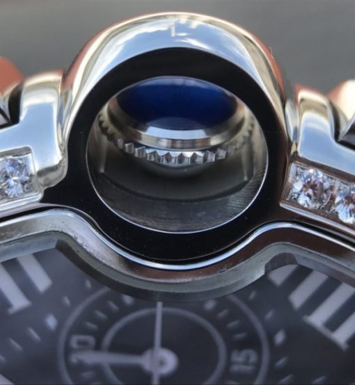 Replica Cartier Ballon Bleu De Cartier Chrono SS Black Dial Diamonds Bezel A8101 - Image 9
