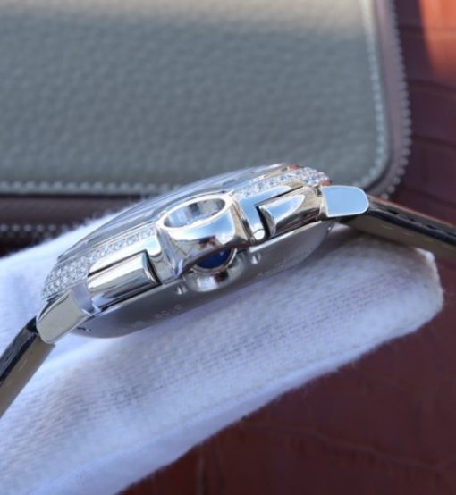 Replica Cartier Ballon Bleu De Cartier Chrono SS White Dial Diamonds Bezel A8101 - Image 4